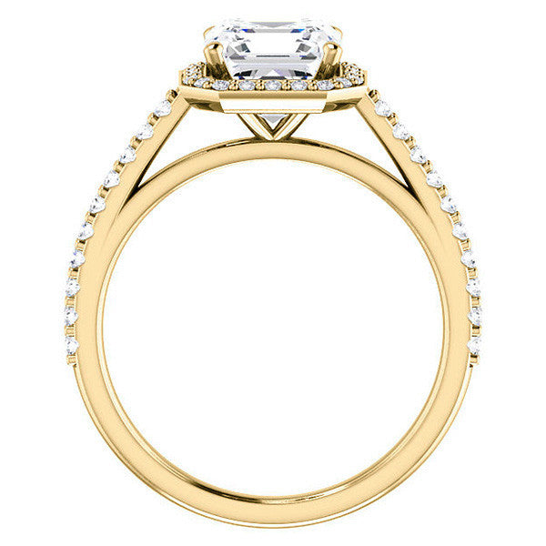 Asscher cut Moissanite Petite Halo Engagement Ring