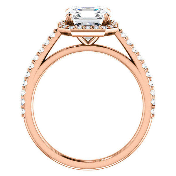 Asscher cut Moissanite Petite Halo Engagement Ring