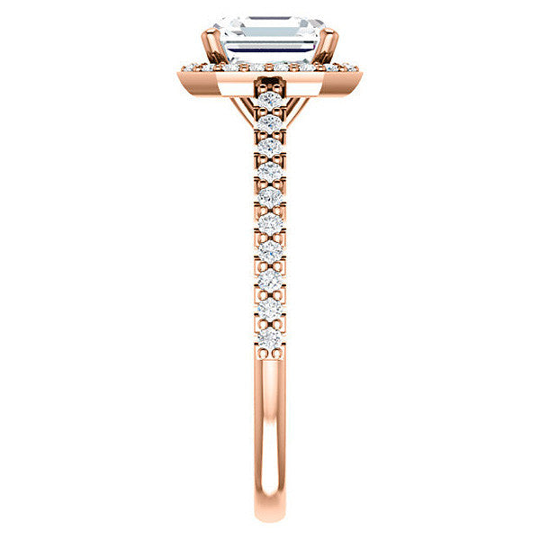Asscher cut Moissanite Petite Halo Engagement Ring
