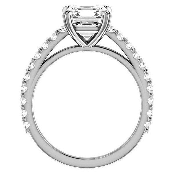 Asscher cut Moissanite Double Prong Cathedral Engagement Ring