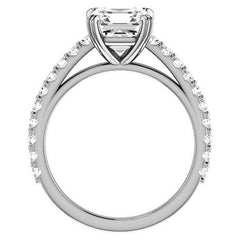 Asscher cut Moissanite Double Prong Cathedral Engagement Ring