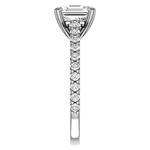 Asscher cut Moissanite Double Prong Cathedral Engagement Ring