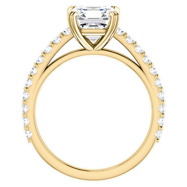 Asscher cut Moissanite Double Prong Cathedral Engagement Ring