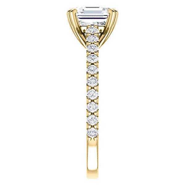 Asscher cut Moissanite Double Prong Cathedral Engagement Ring