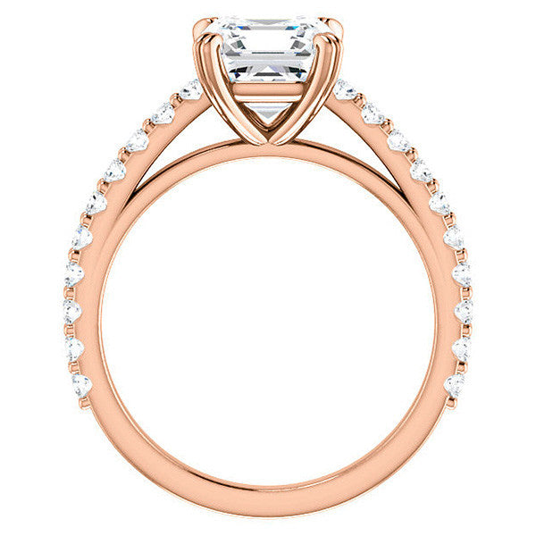 Asscher cut Moissanite Double Prong Cathedral Engagement Ring