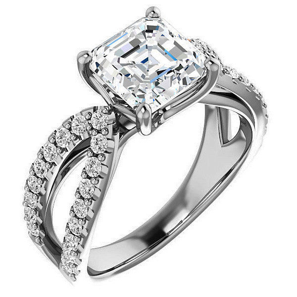 Asscher cut Infinity Style Engagement Ring