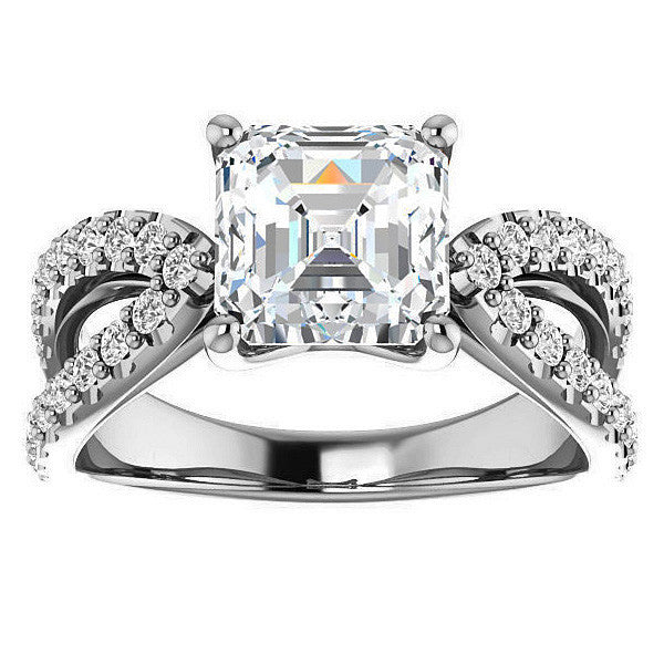 Asscher cut Infinity Style Engagement Ring