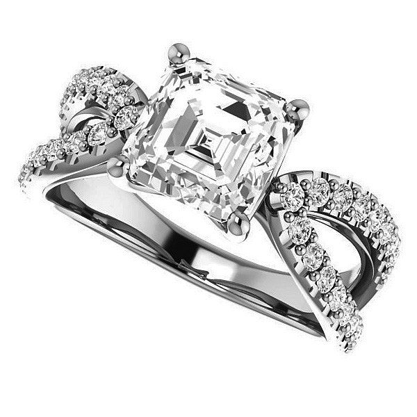Asscher cut Infinity Style Engagement Ring