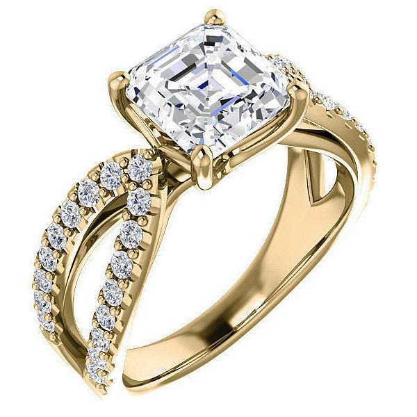 Asscher cut Infinity Style Engagement Ring