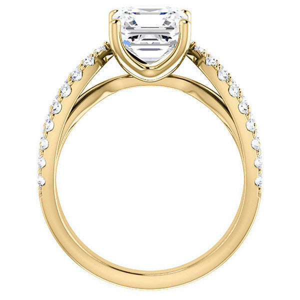 Asscher cut Infinity Style Engagement Ring