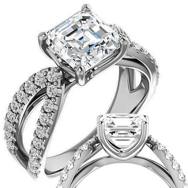 Asscher cut Infinity Style Engagement Ring