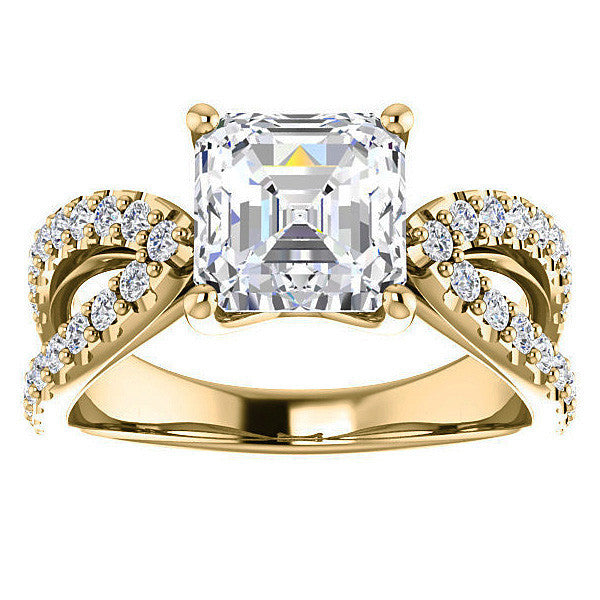 Asscher cut Infinity Style Engagement Ring