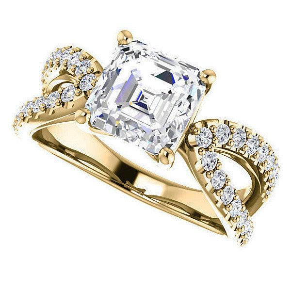 Asscher cut Infinity Style Engagement Ring