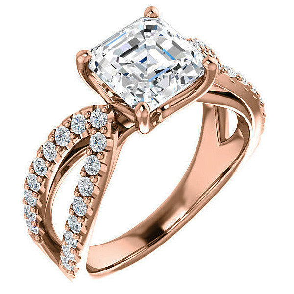 Asscher cut Infinity Style Engagement Ring