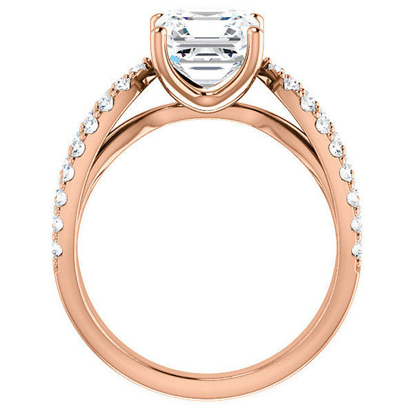 Asscher cut Infinity Style Engagement Ring