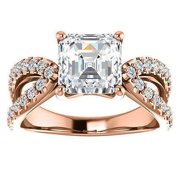 Asscher cut Infinity Style Engagement Ring