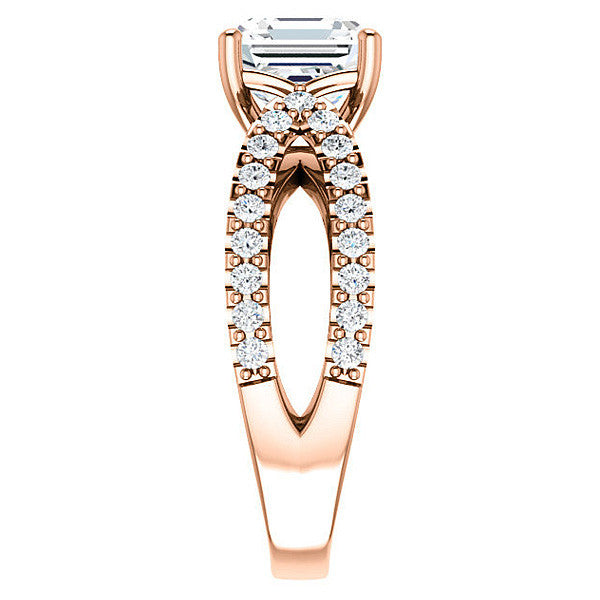 Asscher cut Infinity Style Engagement Ring