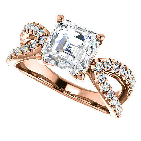 Asscher cut Infinity Style Engagement Ring