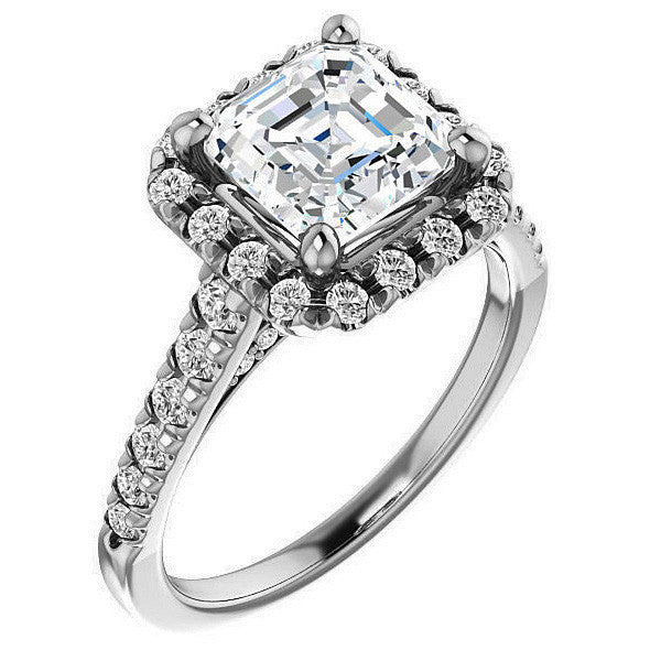 Asscher Halo Cathedral Engagement Ring