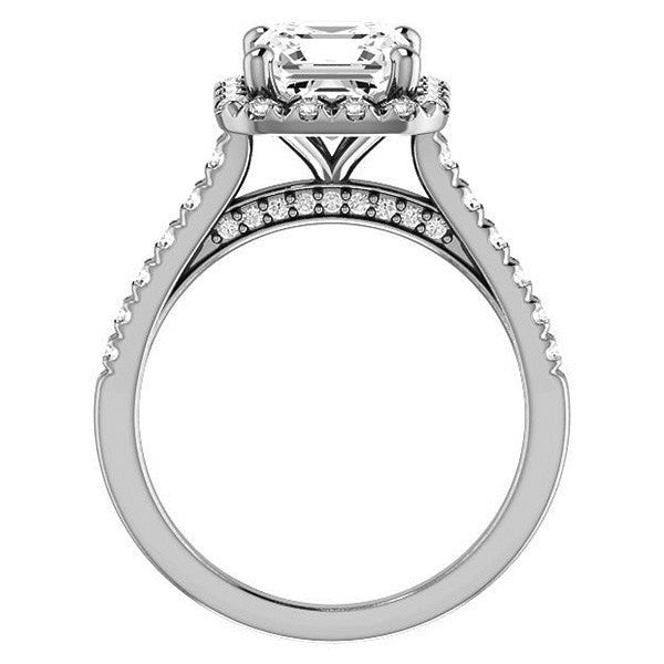 Asscher Halo Cathedral Engagement Ring