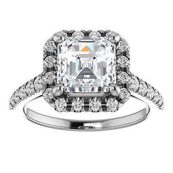 Asscher Halo Cathedral Engagement Ring