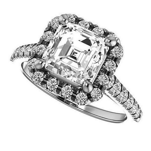 Asscher Halo Cathedral Engagement Ring