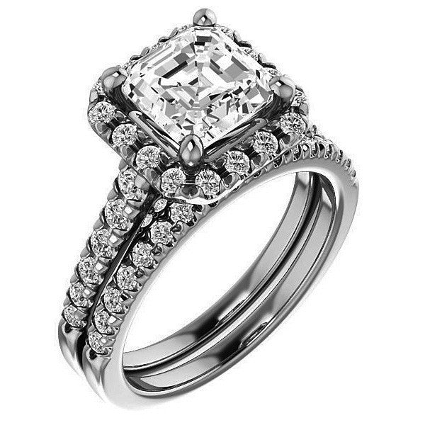 Asscher Halo Cathedral Engagement Ring