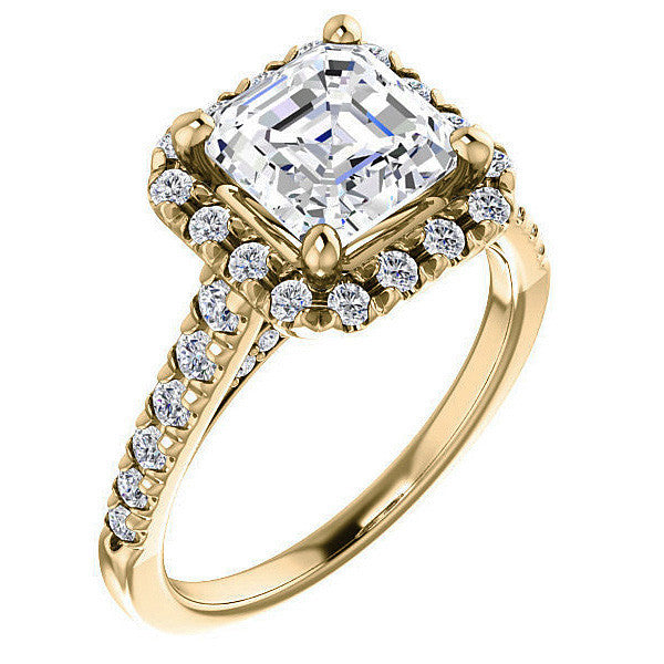Asscher Halo Cathedral Engagement Ring