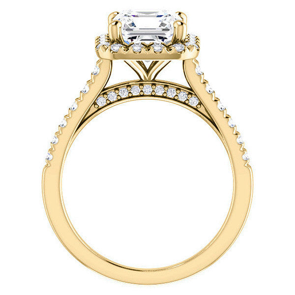 Asscher Halo Cathedral Engagement Ring