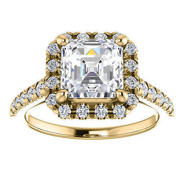 Asscher Halo Cathedral Engagement Ring