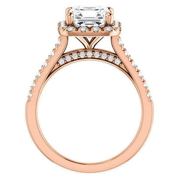 Asscher Halo Cathedral Engagement Ring