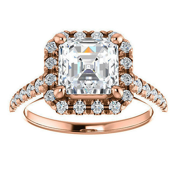 Asscher Halo Cathedral Engagement Ring
