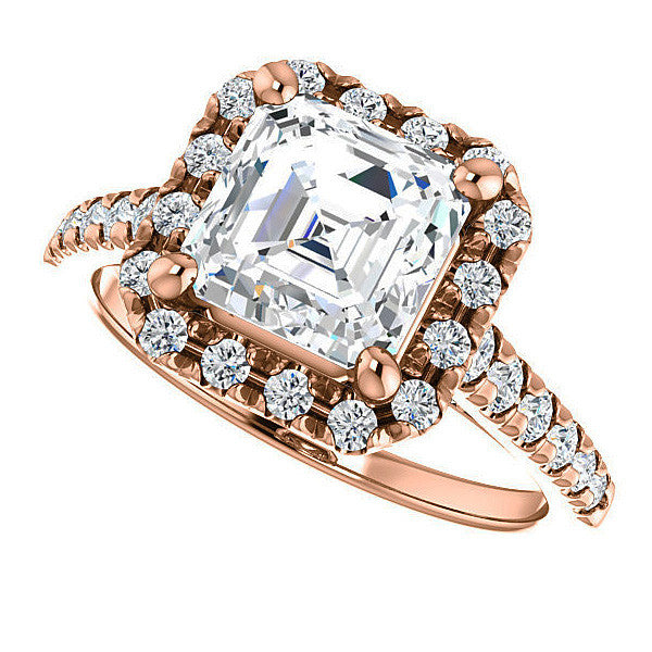 Asscher Halo Cathedral Engagement Ring