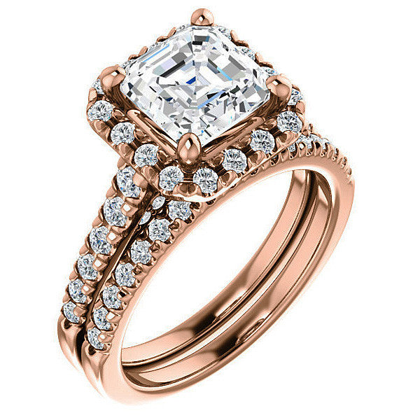 Asscher Halo Cathedral Engagement Ring