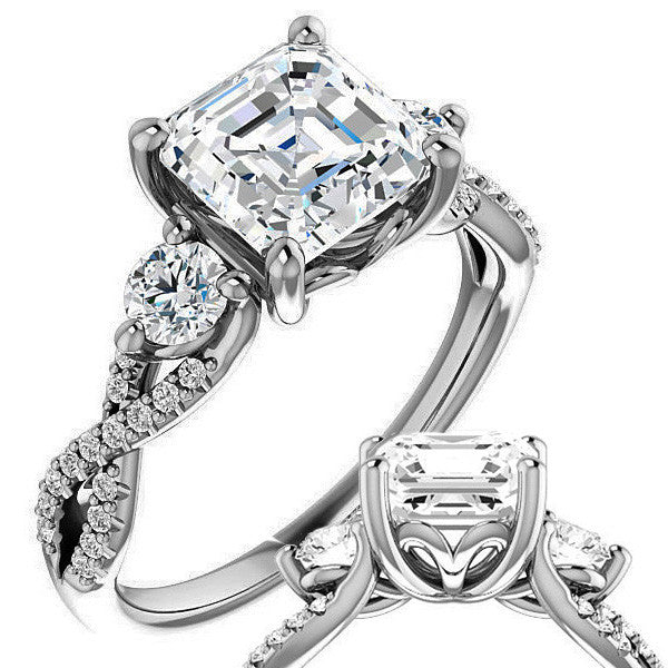 Asscher Infinity Style Engagement Ring