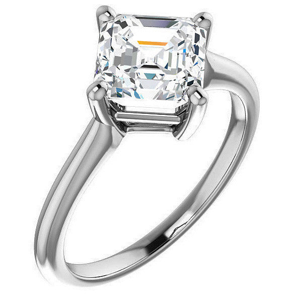 Asscher Moissanite Kite Orientated Solitaire Ring
