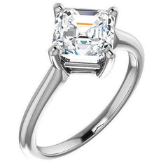 Asscher Moissanite Kite Orientated Solitaire Ring