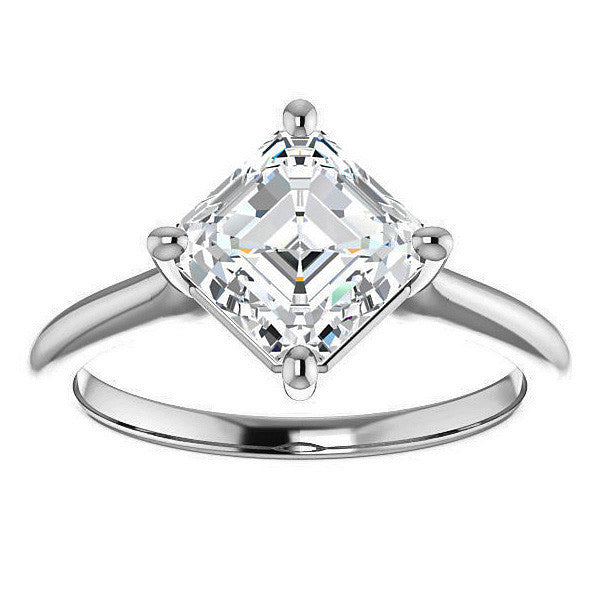Asscher Moissanite Kite Orientated Solitaire Ring