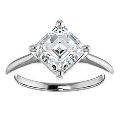 Asscher Moissanite Kite Orientated Solitaire Ring