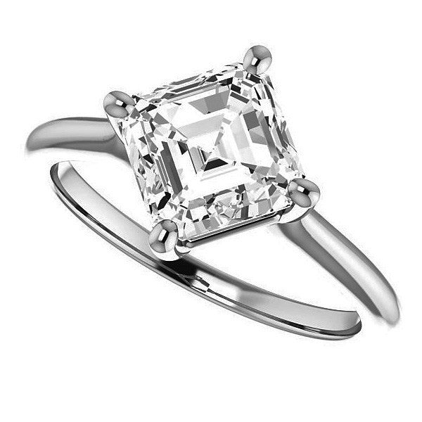 Asscher Moissanite Kite Orientated Solitaire Ring