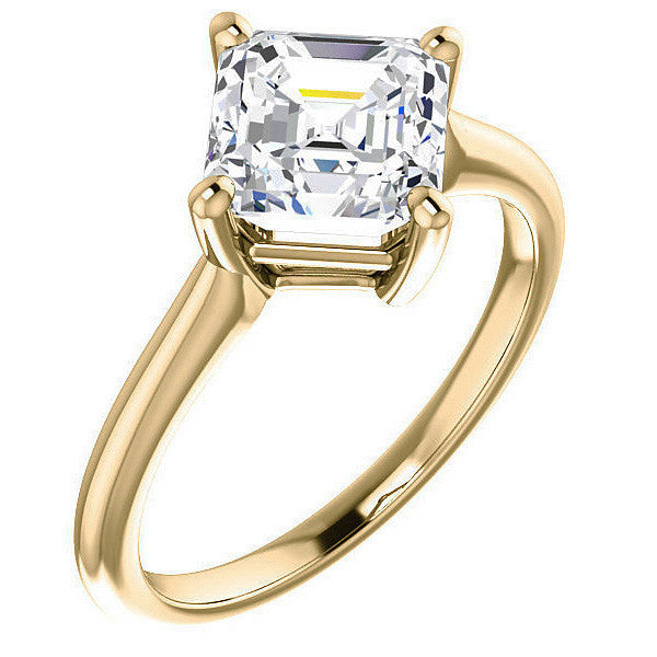 Asscher Moissanite Kite Orientated Solitaire Ring