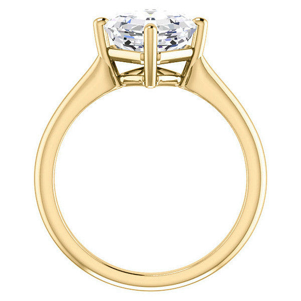 Asscher Moissanite Kite Orientated Solitaire Ring