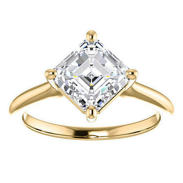 Asscher Moissanite Kite Orientated Solitaire Ring