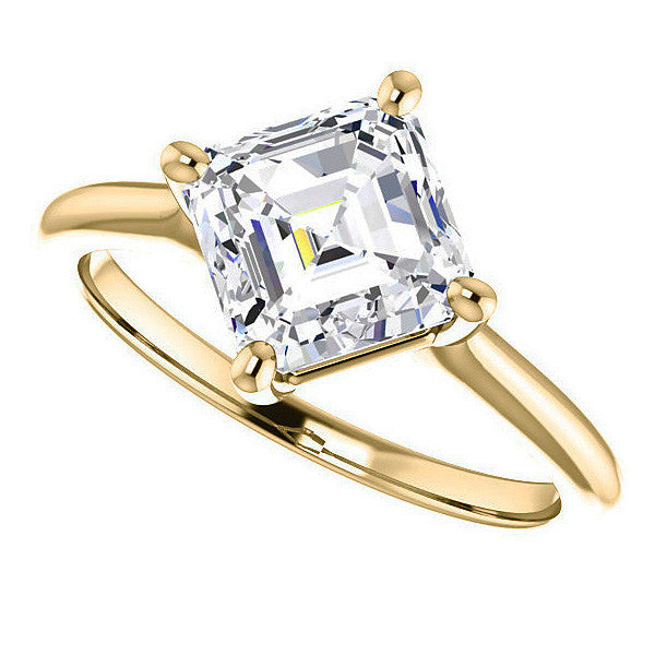 Asscher Moissanite Kite Orientated Solitaire Ring