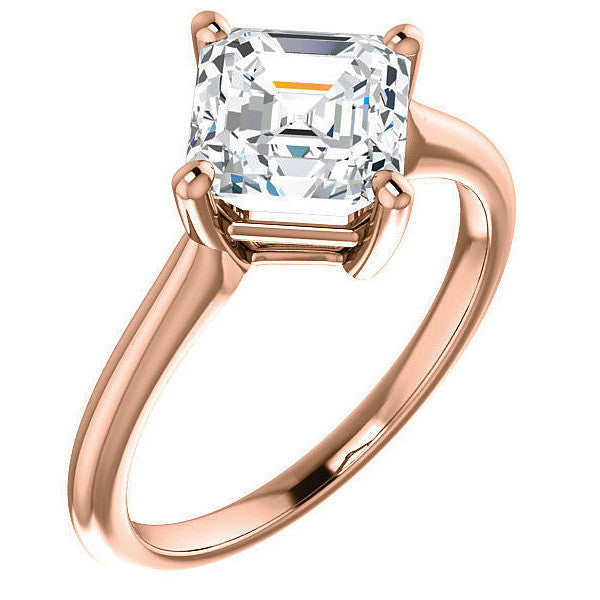 Asscher Moissanite Kite Orientated Solitaire Ring