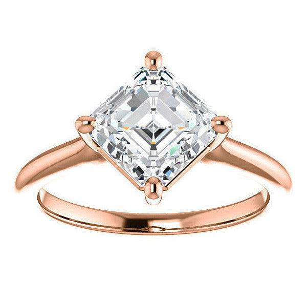 Asscher Moissanite Kite Orientated Solitaire Ring