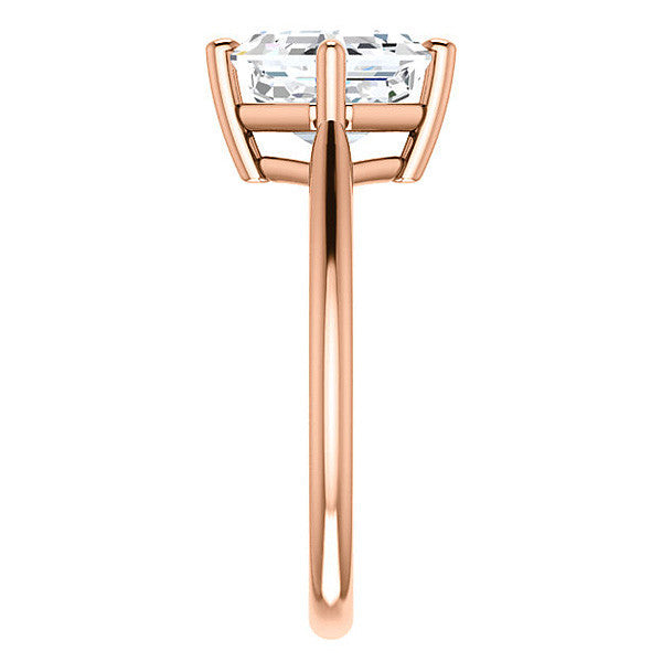 Asscher Moissanite Kite Orientated Solitaire Ring