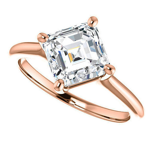 Asscher Moissanite Kite Orientated Solitaire Ring