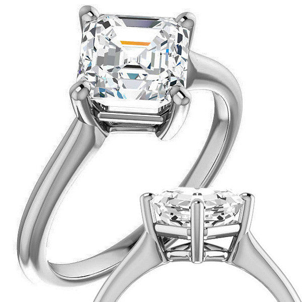 Asscher Moissanite Kite Orientated Solitaire Ring
