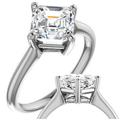Asscher Moissanite Kite Orientated Solitaire Ring